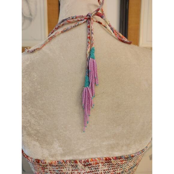 NWOT Rococo Sand Paola Halter Cutout Metallic Ruffle Maxi Dress $445 Medium - Picture 8 of 10